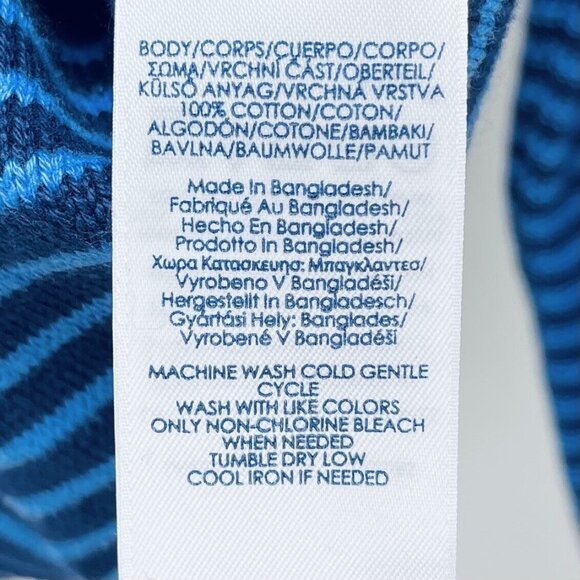 CHAPS Sweater Sz M Men's Blue Striped Crewneck Pullover 100% Cotton Embroidered - Picture 6 of 7